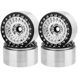 Pothyes Aluminum Circular Step Subsidence 2.2" Beadlock Wheel Rim for 1/10 SCX10 I II III Capra TRX4 VS4-10 Gen8 RC Crawler Upgrade (Silver)