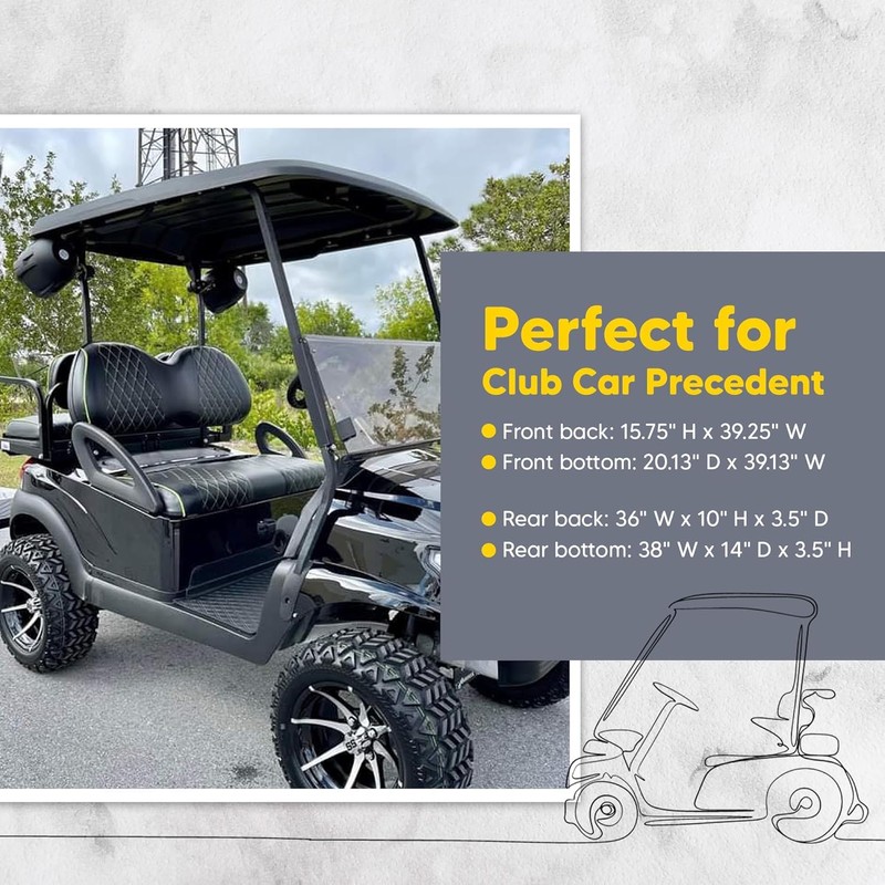 Club CAR Precedent Front Golf Cart Seat Covers Diamond Stitching