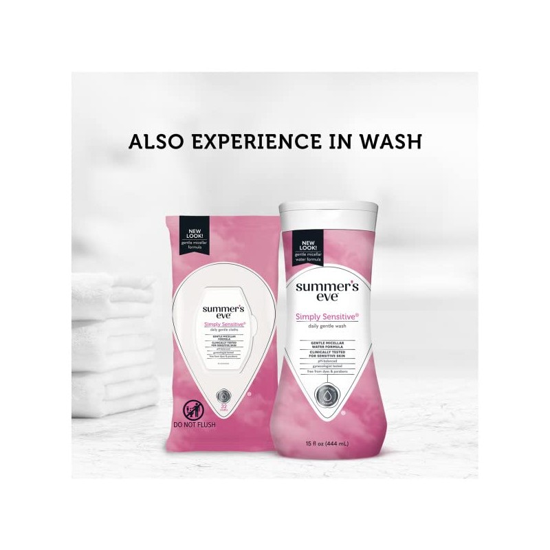 Summer's Eve Cleansing Cloths for Sensitive Skin, Simply Sensitive 32