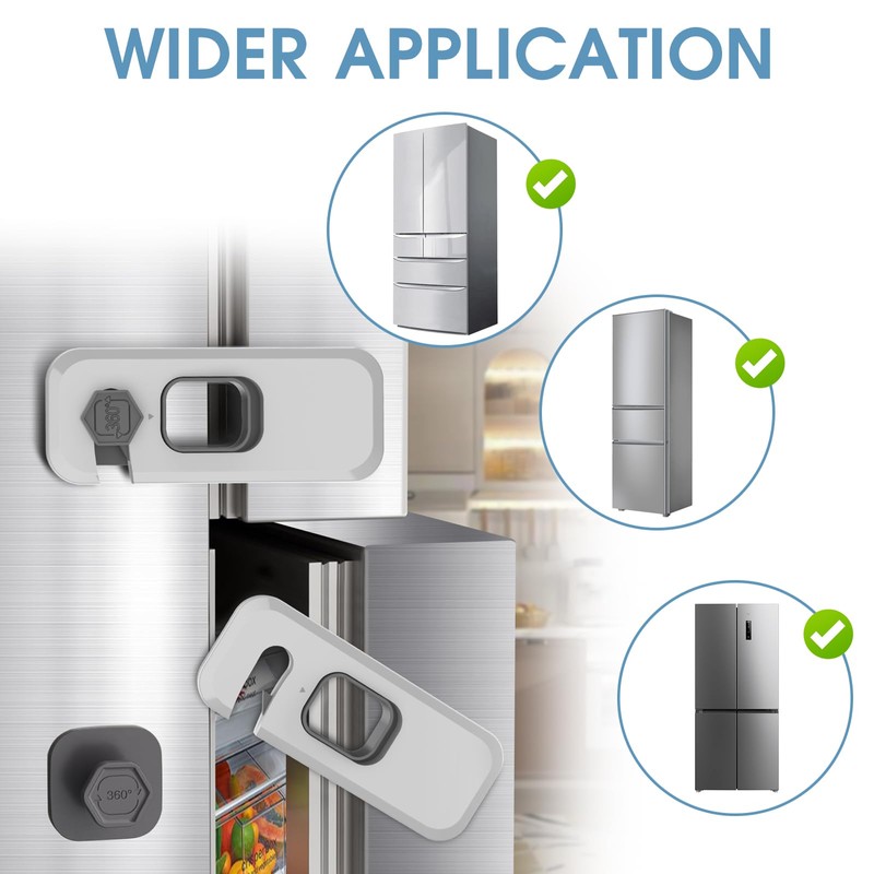 Fridge Locks with Self Adhesive, Refrigerator Latch for Kids, Toddlers