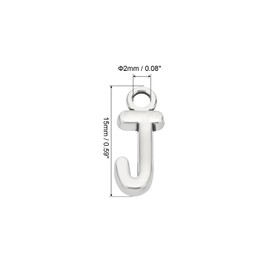 [PATIKIL] 50pcs Letter Decoration Alphabet Initial Pendant Decoration Bulk Cute DIY Jewelry Making Bracelet Earrings Necklace Keychain for Crafts Silver J