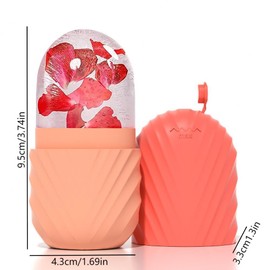 1PCS Ice Face Roller, Silicona, para masaje facial con hielo, Reduce la hinchazón de cara y ojos, Mejora el cuidado de la piel, Brilla, Reutilizable, A prueba de fugas(Rose)