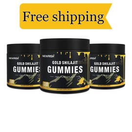 【Newrish】Himalaya Shilajit Gummies - 100% Natural & Organic - Improves Athletic Performance - With Manuka Honey / Fulvic Acid & 85+ Trace Mineral Complex - 30 Gummies:_3 cans