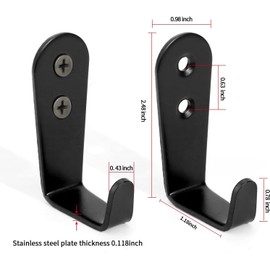 IBERDE 8 Pcs Stainless Steel Hooks for Hanging, Heavy Duty Hook, Wall Hooks Key Holder Wall Mount Hanger Coat Hook Garage Storage Screw Utility Hooks (Black)