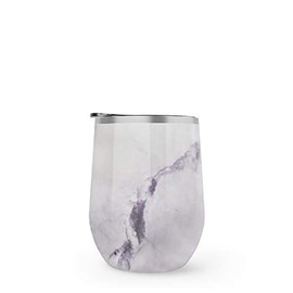 Maars Drinkware BEV Steel Insulated Wine Glass Tumbler, 12 oz, Marble