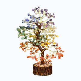 craftslook Multi Crystal Tree for Positive Energy 10" inch - Meditation Feng Shui Money Bonsai Tree Healing Gemstone 7 Chakra Tree of Life Artificial Tree, Wedding Favors,Birthstone