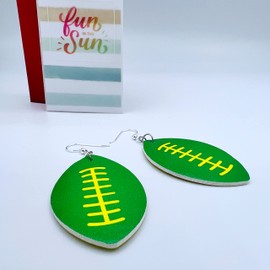 Green Football Earrings for Moms - Green & Gold Football Earrings - Double Sided (Green & Yellow)