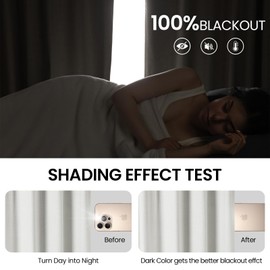 Uqocnh Blackout Curtains 72 inches Long Linen Blend Bedroom Curtains, Rod Pocket Back Tab Black Out Window Curtain Set Living Room Curtains, Full Blackout Curtains 2 Panels Drape, White