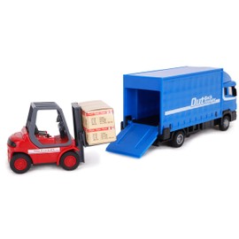 Toyland® Load and Go Vehicle Set - Scania Freight Truck with Forklift and Pallet - Transport Vehicle Toys - Boys Toys (Blue Truck)
