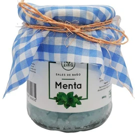 Sales de Baño 500gr - Burbujeantes, Terapéuticas | Lavanda, Eucalipto, Menta, Árbol de Té | Extractos naturales y aceites esenciales. (Menta)