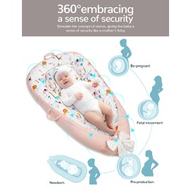 Baby Nest Cover for Baby 0-12M, Newborn Lounger Cover Bassinet Mattress Cover, Adjustable Soft Floor Seat Cover for Baby Girls & Boys (Elephant)