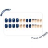 IMSOHOT Press on Nails Short Square Fake Nails Blue Glossy