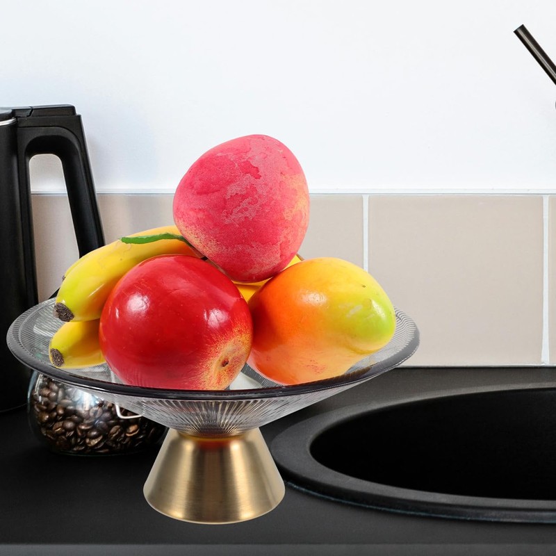 PRETYZOOM Glass Fruit Bowl, 10 Inches Pedestal Bowl, Decorative Footed