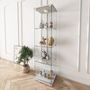 GSSDEE Modern 4-Tier Tempered Glass Display Cabinet with LED Lights,
