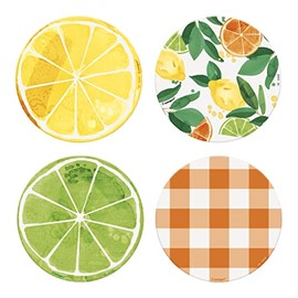Unique 16468 Drink Coasters-Citrus Fruit Summer Party-8 Count (Pack of 1), Multicolour