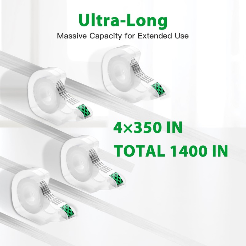 LOCKLOCK Double Sided Tape with Dispenser, 1/2"x 350", 4 Pack,