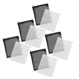 GRIRIW 12pcs Zipper Mesh Filter Media Bags for Aquarium Durable White Black for Bio-Balls Activated Carbon Phosphate Nitrate Removers Reusable Fish Tank Supplies