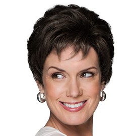 Gabor Acclaim Short Layered Comfort Cap Wig by Hairuwear, Average Size, G2+ Licorice Mist