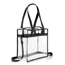 PVC Toiletry Bag Travel PVC Toiletry Bag Travel Organiser Bag Waterproof Transparent Toiletry Bag Transparent Shoulder Bag for Holidays Travel Bathroom, black, PVC transparent carry bag