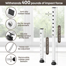 WooFog（Short）Window Security Bar Adjustable, Window Bars Security Inside, Window Lock Bar for Horizontal Sliding Windows, Window Locks for Up and Down Windows, Extends Form 11" to 18" (White-4 Pcs)