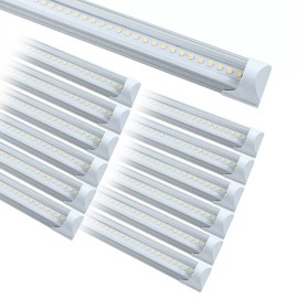 WDG 12 PACK T8 LED Shop Light 4FT 24W 6500K Linkable Garage Ceiling Lamp Clear Cover