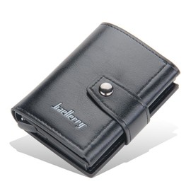 Bimhan Men's Slim Wallet RFID Protection Wallet Men's Small Wallet with Space for 15 Credit Cards, black, Minimalist