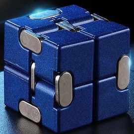 Infinity Cube K1055 Infinity Cube 5 Colors for Stress Anxiety Tension Frustration Remover Drowsiness Focus Brain Training Aluminum Alloy Infinity Cube (Blue)