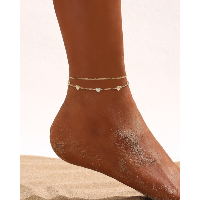 KELAIEN Anklets for Women Waterproof 14K Gold Plated Beach Ankle