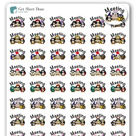 Meeting Planner Stickers / 54 Fun Vinyl Stickers (1/2”)) / Work Schedule/Essential Productivity Life Planner Stickers/Bujo Bullet Journaling/TODO to do Appointments (Matte Vinyl, 1 Sheet)