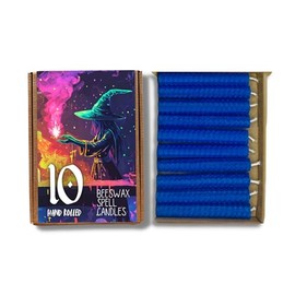10 4" (10cm) Beeswax Spell Candles Set (7 Blue)