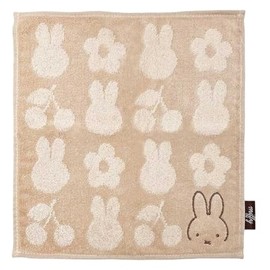 Marimo Craft DBM-2579 Miffy Cherry Fleur Series Towel Handkerchief, Beige, Width 9.8 x Height 9.8 inches (250 x 250 mm)