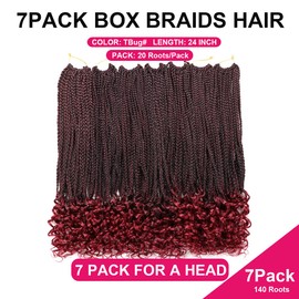 URNice 7 Packs 24 Inch Crochet Box Braids Hair with Curly Ends Prelooped Bohemian Goddess Box Braids Crochet Hair Braiding Hair Crochet Braids Hair for Black Women (24 Inch ( Pack of 7 ), TBug#)