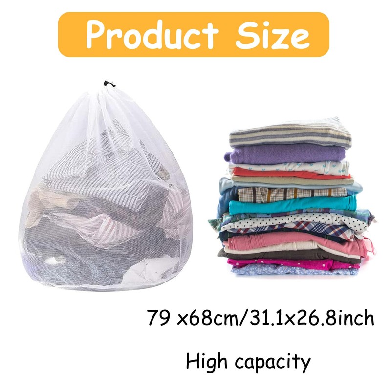 1 Pcs Drawstring Mesh Laundry Bag，Durable Laundry Net Washing Bag