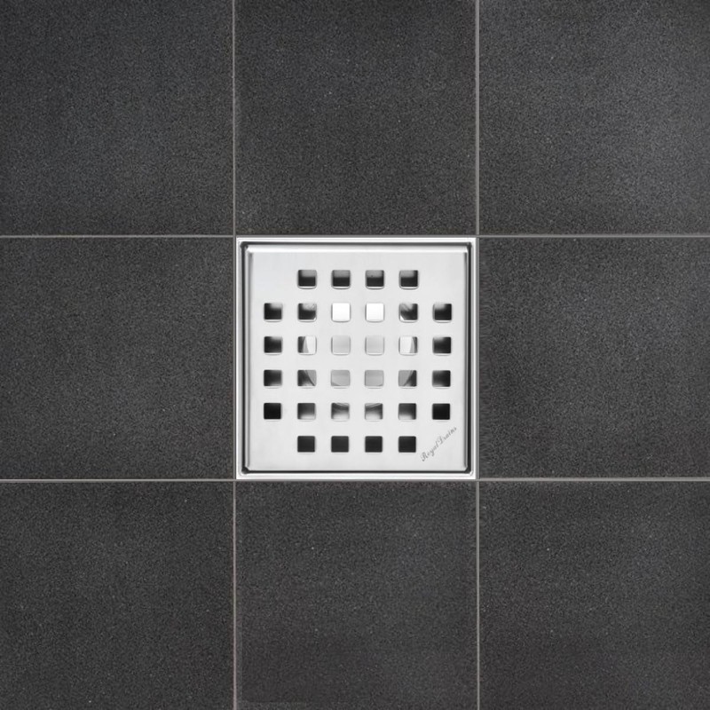 SereneDrains 304 Stainless Steel 4 Inch Square Polished Chrome Shower