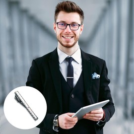 6 Pack Men's Tie Clips, Silver Tie Clip Square Edges Tie Pin Tack Pins for Wedding Anniversary Business Fashion Designs