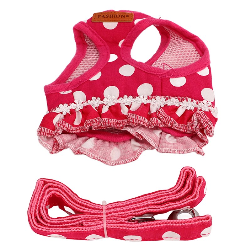 Dog Harness Leash Adjustable Escape Proof Breathable Safe Dots Design