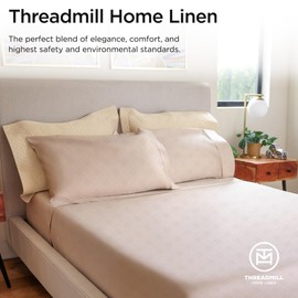 Threadmill Pillow Cases Standard Size | 800 Thread Count Jacquard Celine Light Beige | 100% Pure Cotton 2 Piece Pillow Cover Set| Fits Standard & Queen Size Pillows | ELS Silky Soft Pillow Protectors