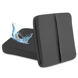 Rectangle Bar Stool Cushions 12x14 inch, Non-Slip Dining Chair Cushion with Straps, Waterproof Seat Pad for Indoor Outdoor Metal Wooden Chair，Set of 2, Black