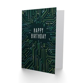 Artery8 Birthday Card Circuit Board Pattern Computer Geek Simple For Him Man Male Dad Brother Son Dad Grandad Greeting Card