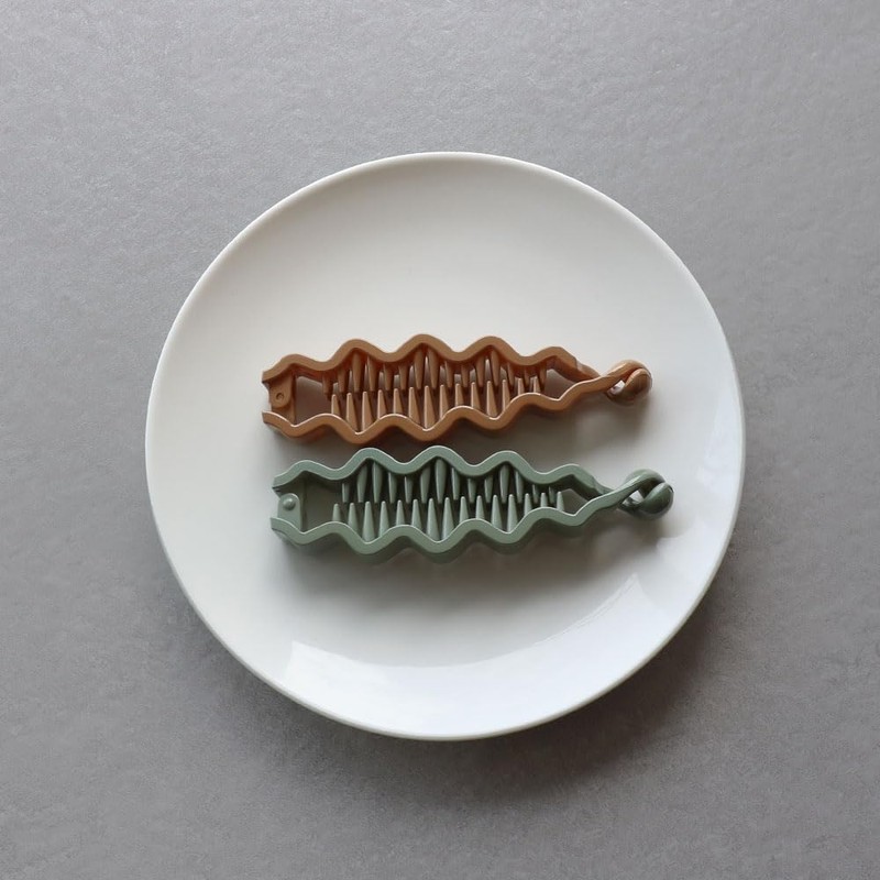 JewelVOX Hair Accessories, Simple Wave Banana Clip, BY-B114, Tortoise Shell