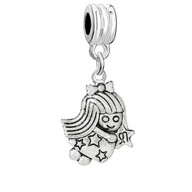 Sexy Sparkles Zodiac Charm Bead Spacer Compatible for Most European Snake Chain Bracelets (Choose From Menu) (Virgo Charm Bead)