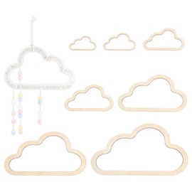 BENECREAT 7 Sizes Wooden Cloud Outline, Cloud Macrame Frame, Wooden Hoops, Rings, Macrame Art Frame, Weaving, Macrame for DIY, Home Wall Hanging, Wreath Decoration, 3.5 mm Thick