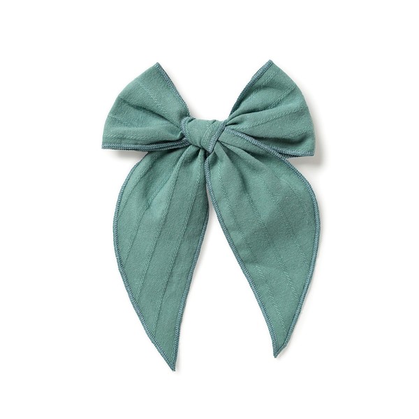 Little Poppy Co Bows, Handmade Claire Bow, Solid Embroidered Stripe