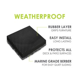 Slipstick GorillaOutdoor Weatherproof 2-1/2 Inch Furniture Sliders for Hard Surface Flooring (4 Pack) Heavy-Duty Furniture Movers for Outdoor & Indoor Sliding