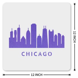 MAGJUCHE Chicago Stencil 12 Inches, Reusable Chicago City Stencil for Painting DIY Crafts Decor