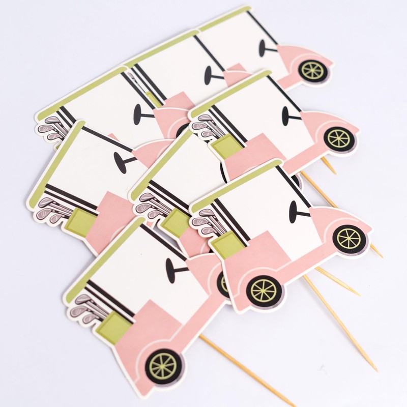 Gostman 8PCS Golf Cart Cupcake Toppers