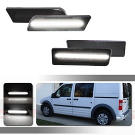 Tonsya For 2010 2011 2012 2013 Ford Transit Connect Front+Rear Bumper Fender Side Marker Lights Full White Led Lamps Smoked Lens 4 pcs