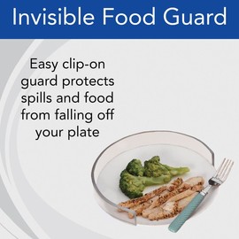 Sammons Preston Invisible Food Guard, Reusable Snap-On Plastic Ring Fits 8.5"-10" Plate, 1.25" High Crystal Clear Plastic Plate Ring, Kitchen Aid with Sure Fit to Prevent Spills, Dishwasher Safe Guard