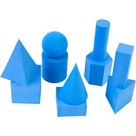DOHE Educa Geometric Figures for Children, 10 Blue Geometric Shapes Rubber, Cube, Ball, Pyramid, Prism, Cone, etc. Montessori Method, School and Educational Material