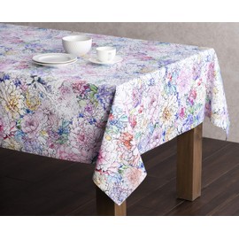 Maison d' Hermine Tablecloth 100% Cotton Table Cover Decorative Washable Square Easter Tablecloths for Kitchen, Dining, Buffet Parties & Camping, Floral Love - Spring/Summer (140cm x 230cm)